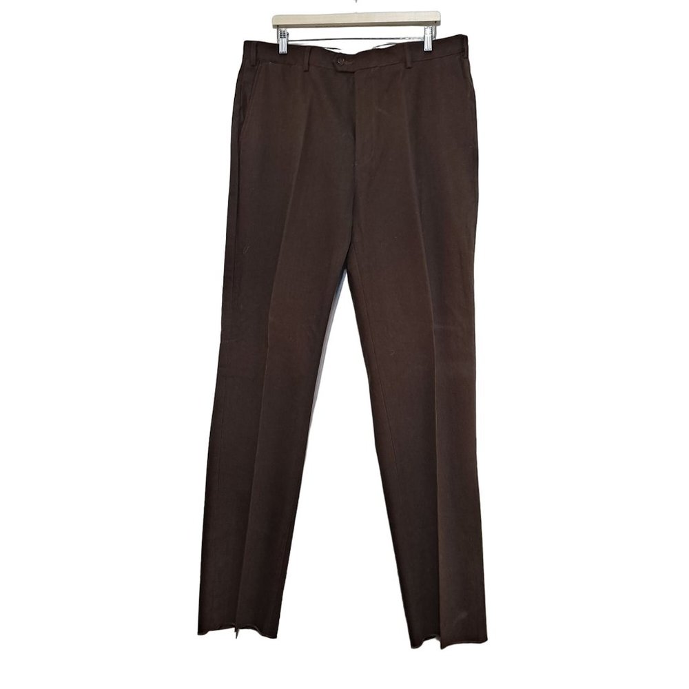 Y2K Scott Barber Dress Pants Size 40 Classic 90s Slacks 100% Cotton Brown
